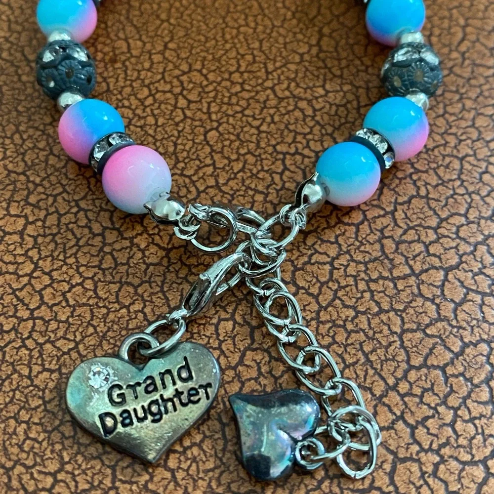 Bracelet Charm Granddaughter Pink Blue Charm 6”+2”. (#8) - Picture 10 of 10